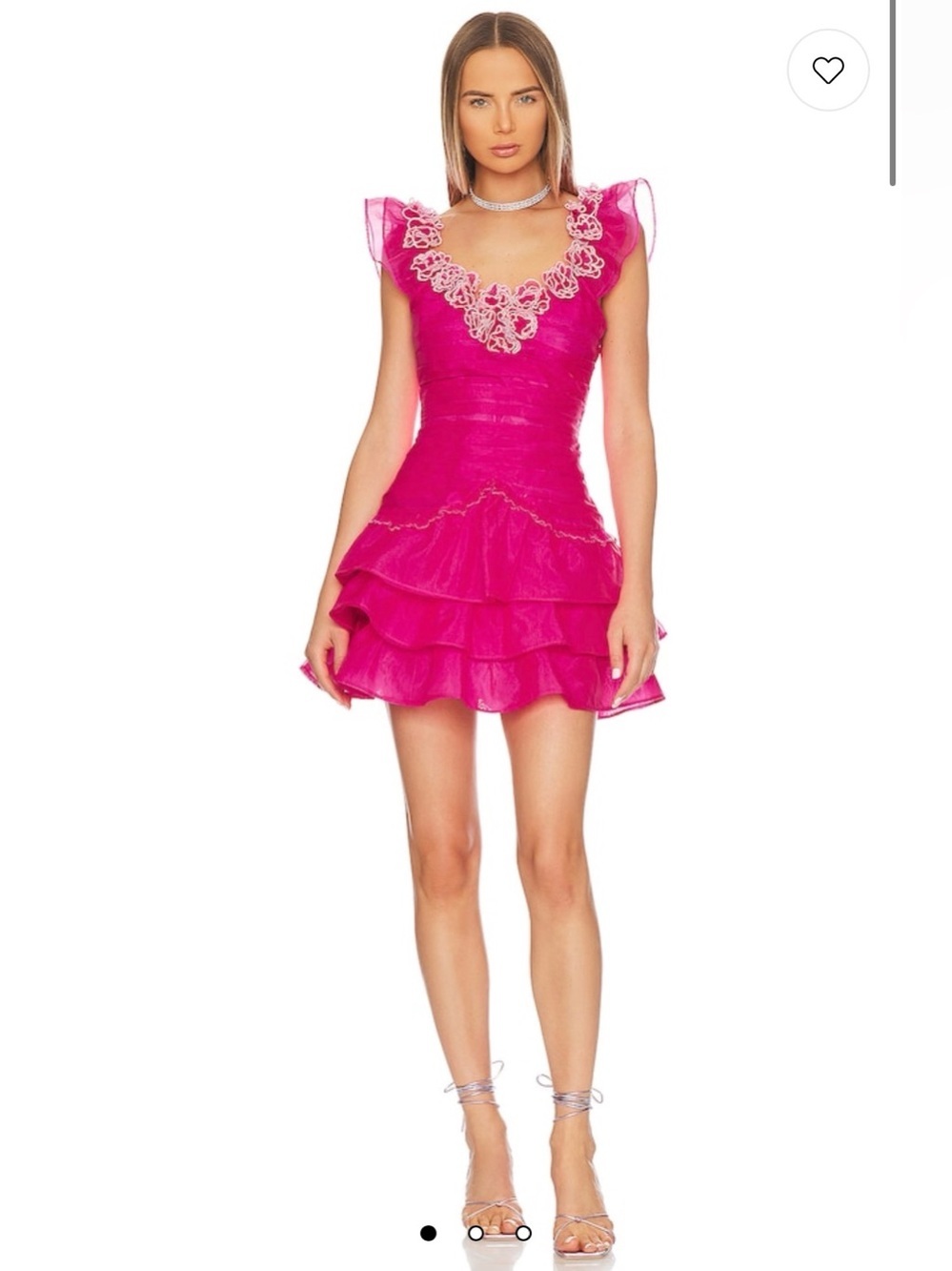 Love shack fancy Chaya Dress in Flirty Fuschia Hot Pink Ruffled Mini Dress